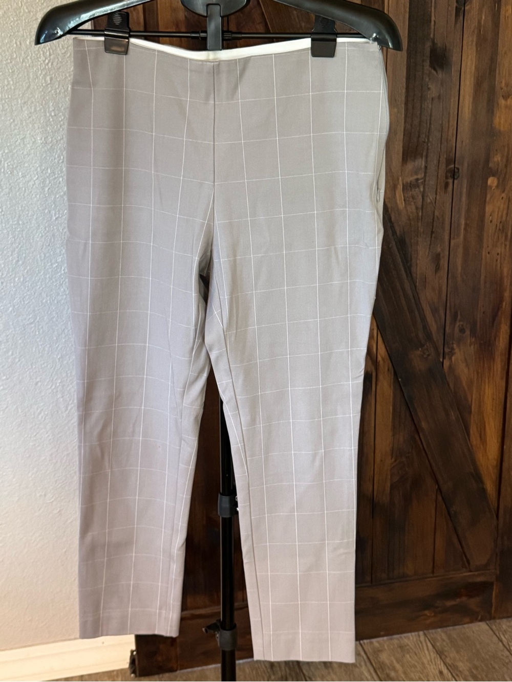 a new day Light Gray Windowpane Cropped Dress Pants